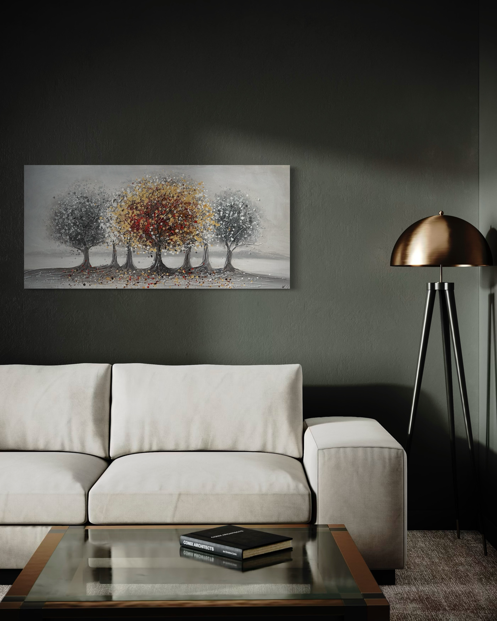 A painting with a tree