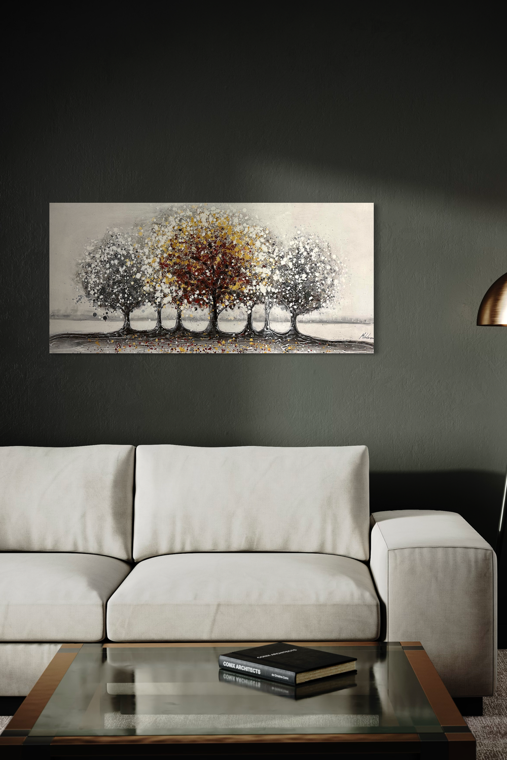 A painting with a tree