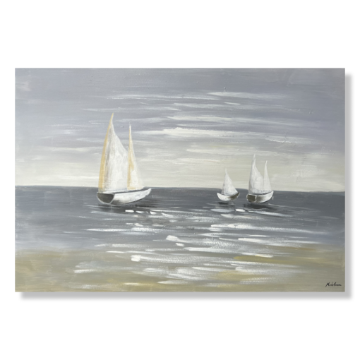A painting with sailboats