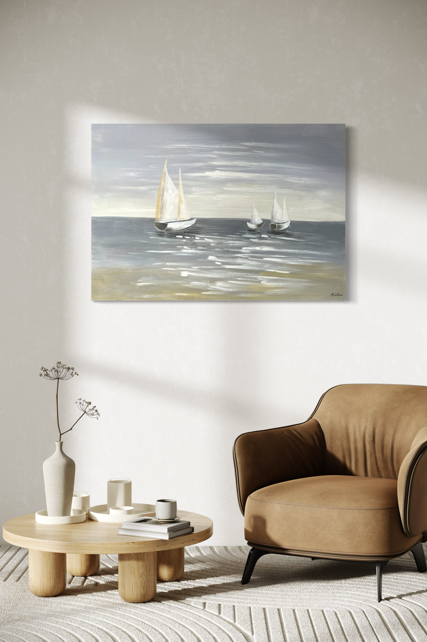 A painting with sailboats