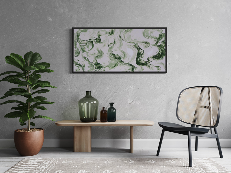 A painting with green carrara marble