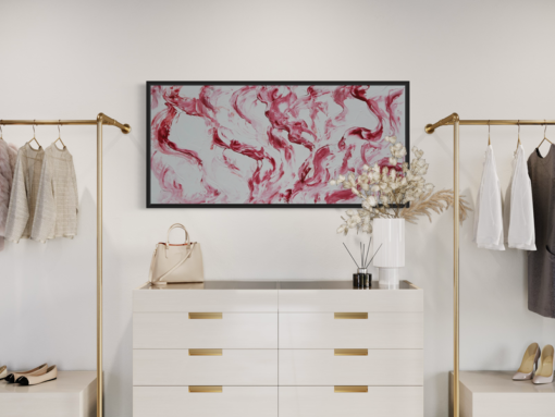 A painting with red carrara marble