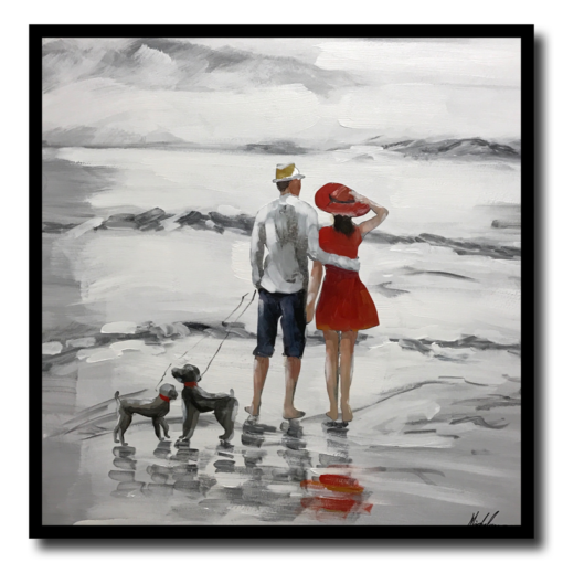 A painting with a couple on a walk