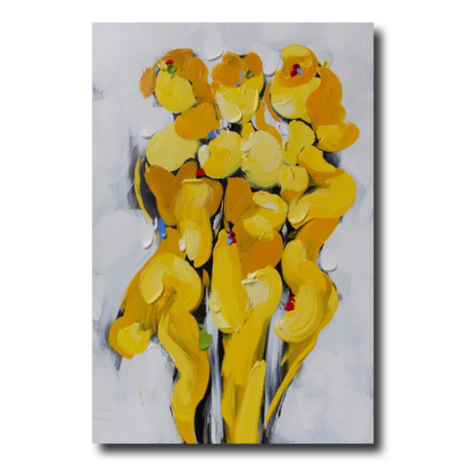An abstract painting in yellow