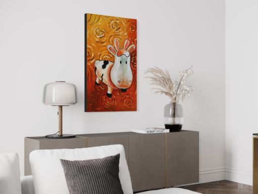 a painting with a cow