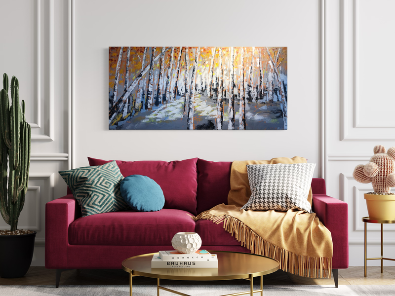 A painting with birches