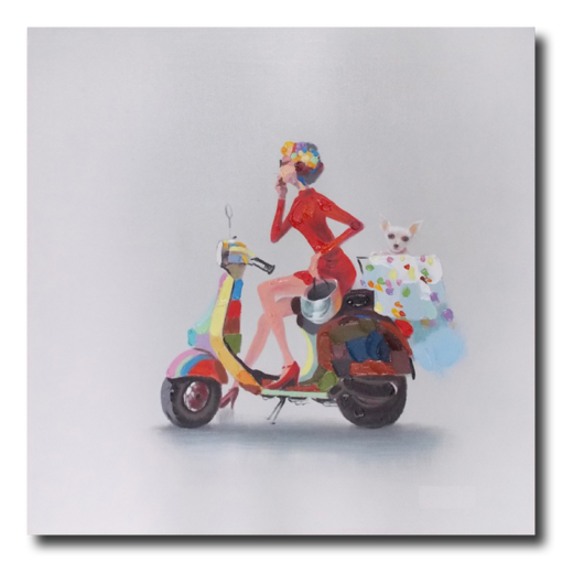 A painting with a vespa