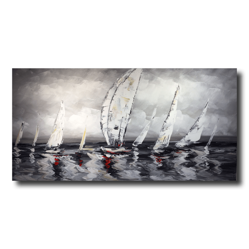 A painting with sailboats.