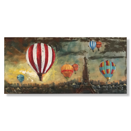 A work of art with hot air balloons over Paris