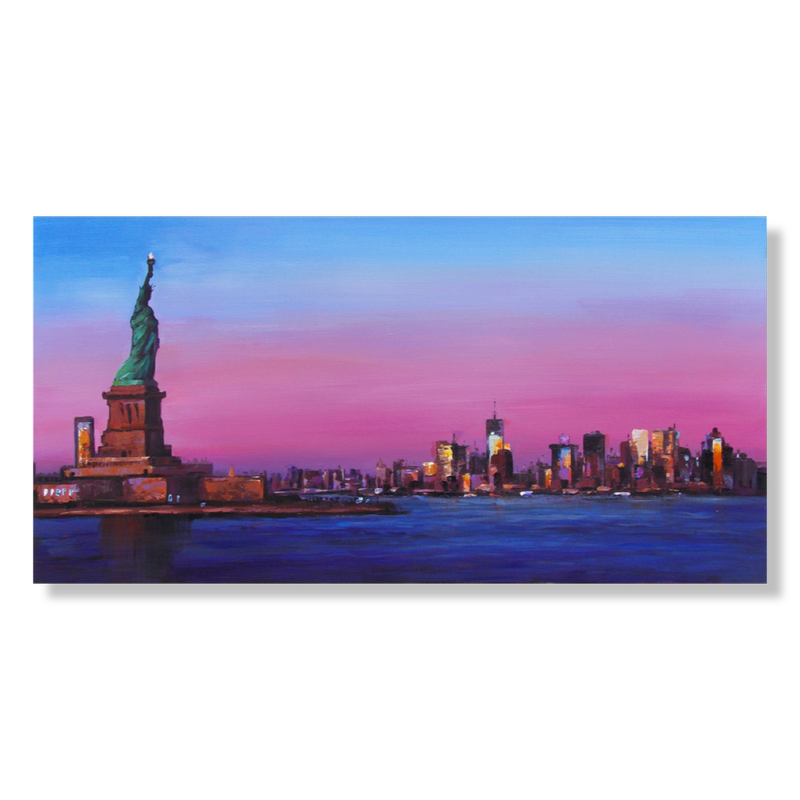 A painting with the Statue of Liberty