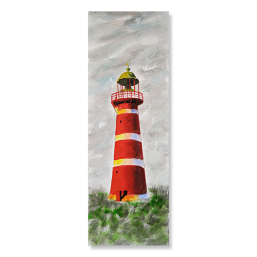 A painting with a lighthouse