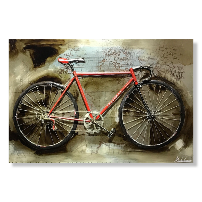 Wall art with a bicycle
