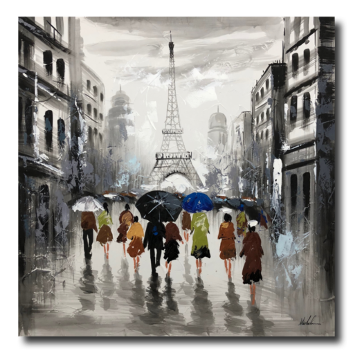 A painting of Paris and the Eiffel Tower