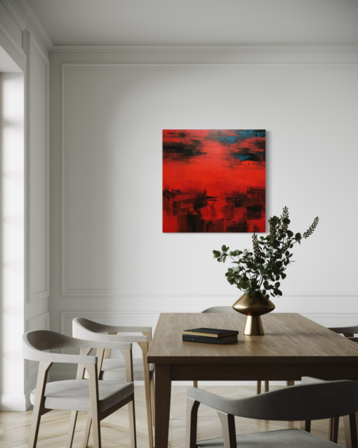 An abstract painting in red