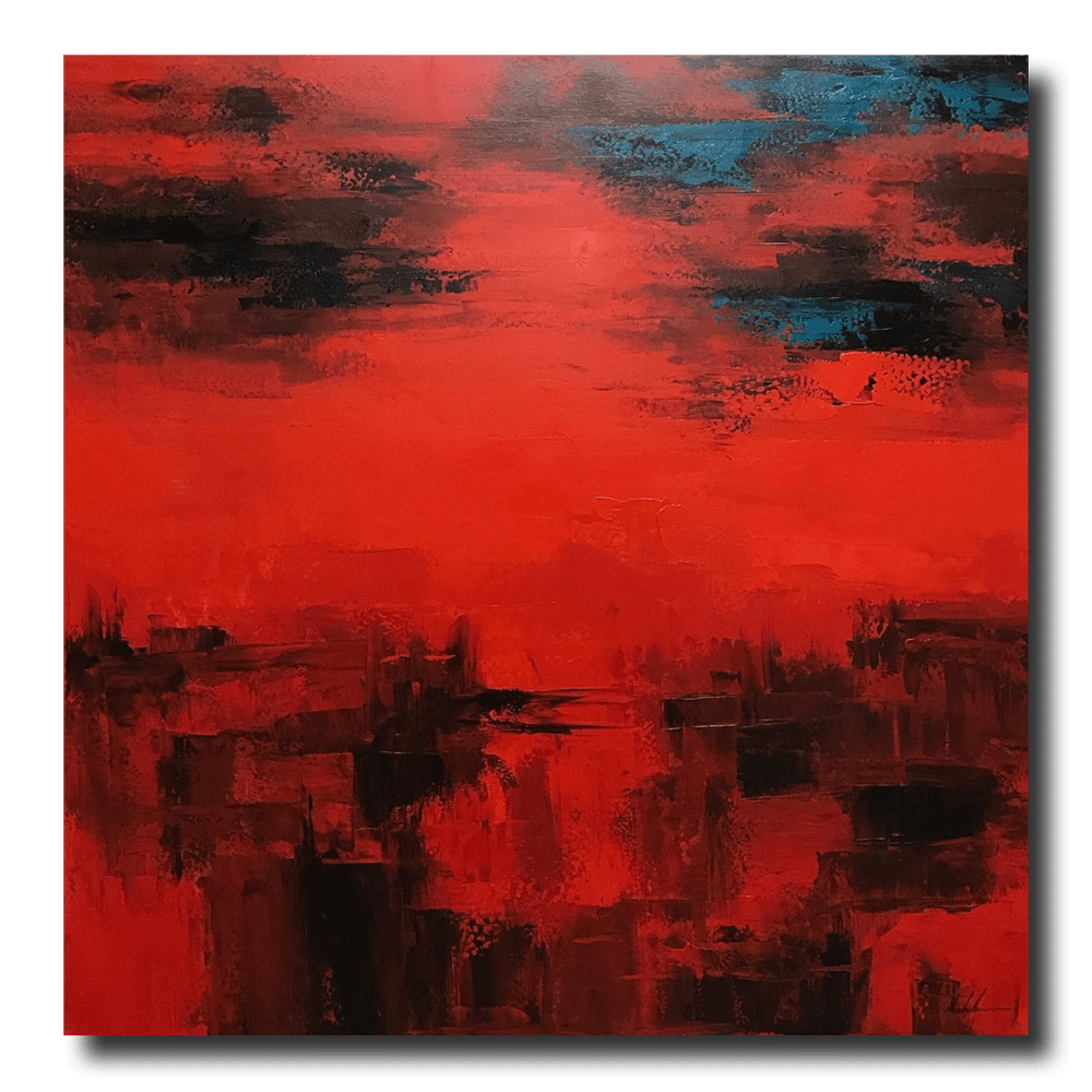 An abstract painting in red