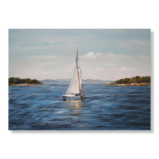 A painting with a sailboat