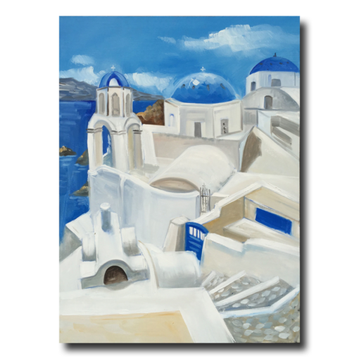 A painting with Santorini