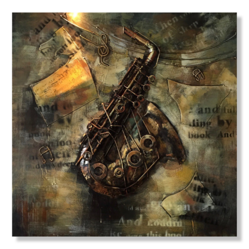 Wall art with a saxophone