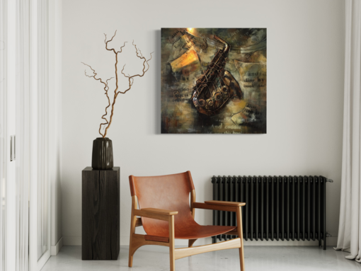 Wall art with a saxophone