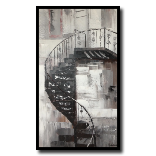 A painting with a staircase