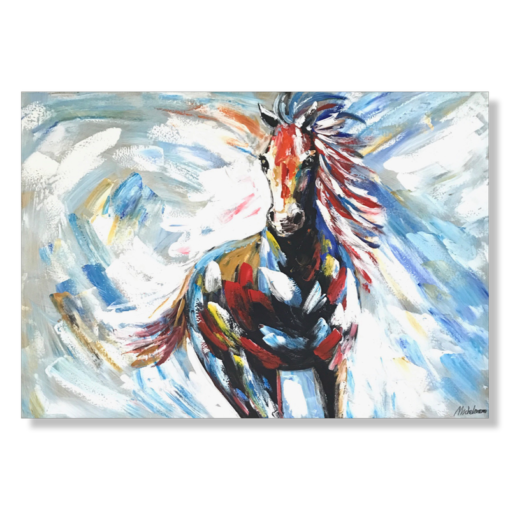 A painting with a horse