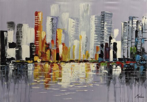 A painting with a skyline