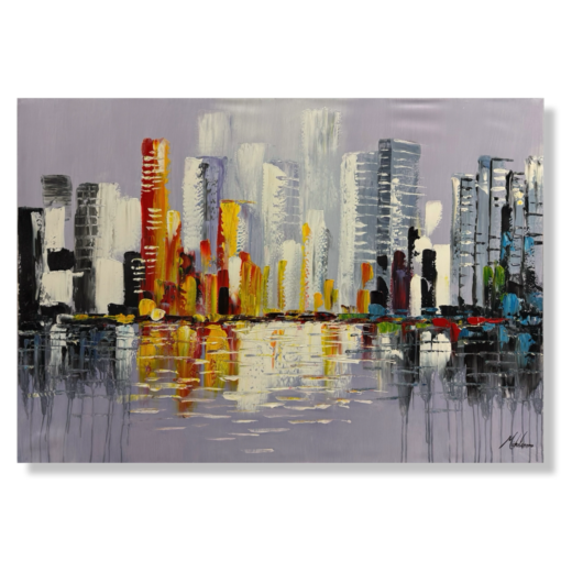 A painting with a skyline