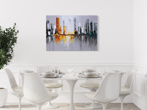 A painting with a skyline