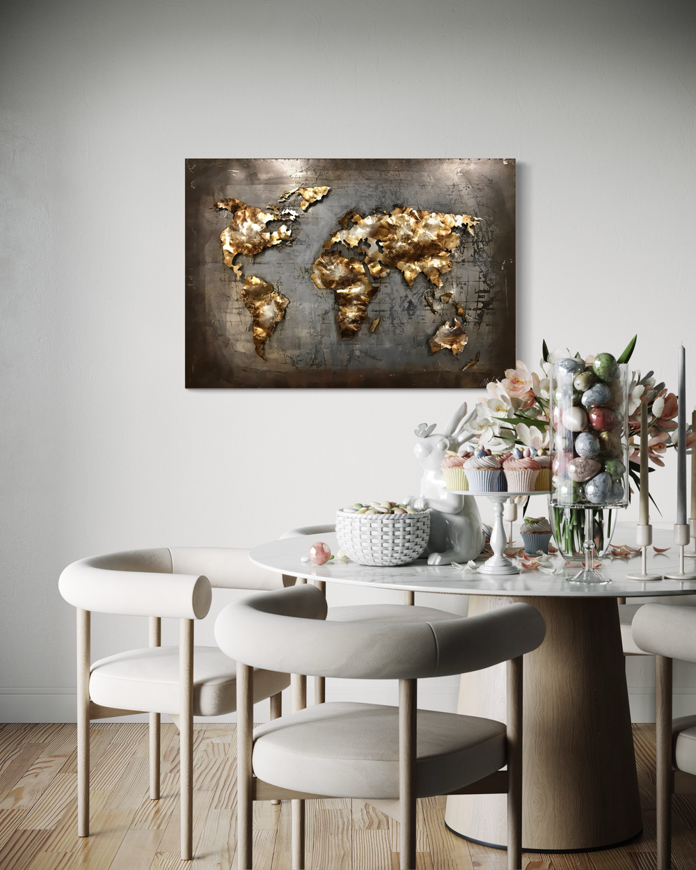 Wallart with a world map