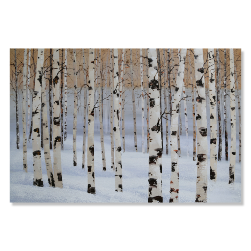 A painting with birch trees