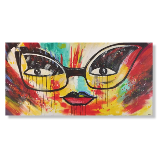 A painting with glasses