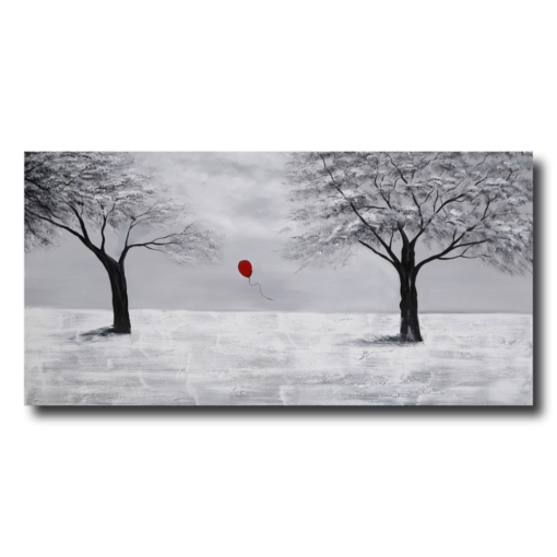 A painting with a red balloon