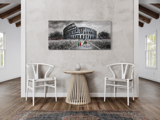 A painting of the Colosseum in Italy