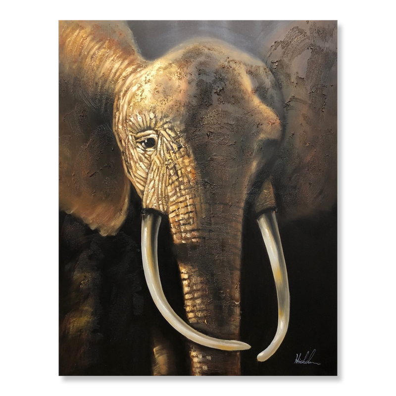 A painting with an elephant