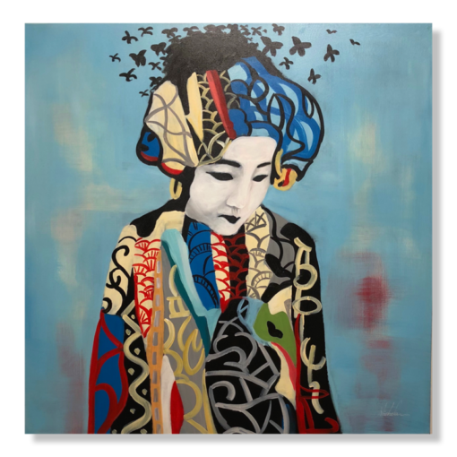 A painting of a Geisha