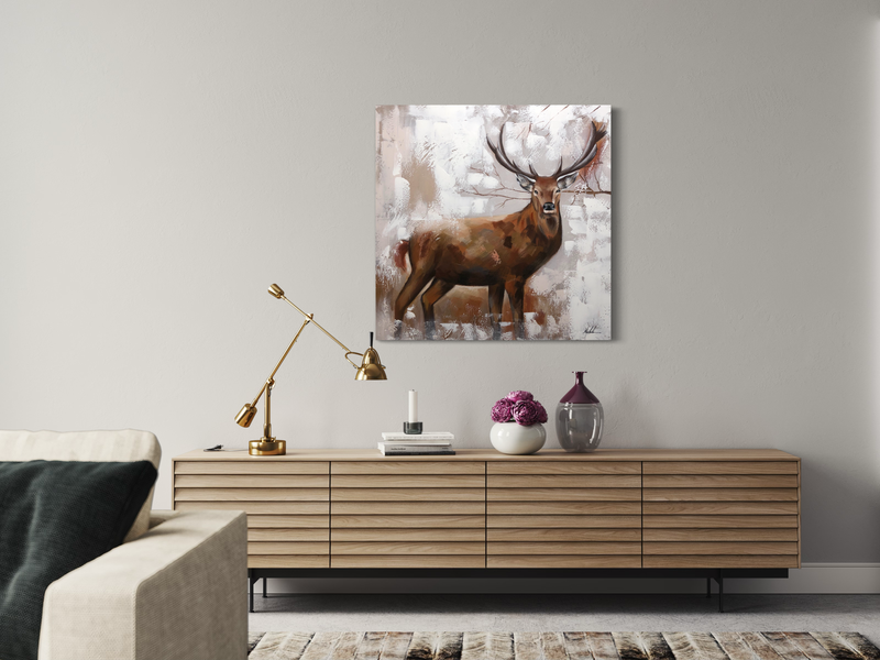 A painting with a deer