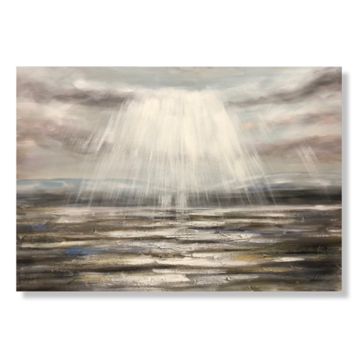 A painting with sun rays