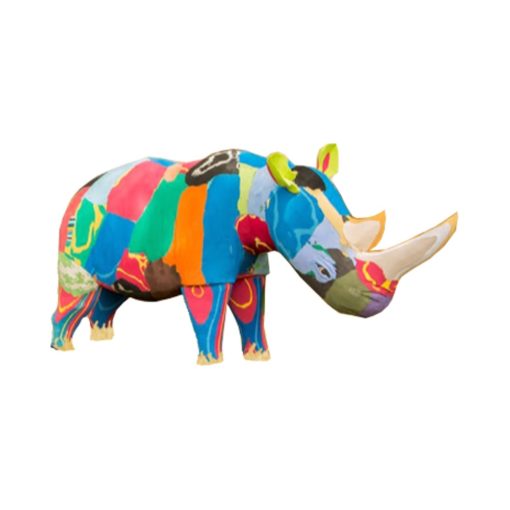 A sculpture of a rhinoceros