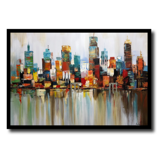 A painting of a skyline