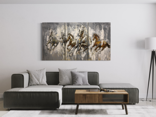 A painting with horses