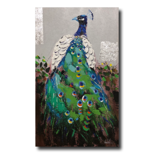A painting with a peacock