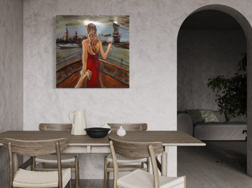 Wall art of a woman on cruise