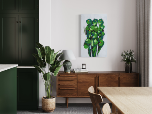 An abstract painting in green