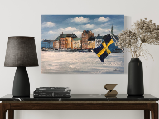 A painting with a Stockholm motif