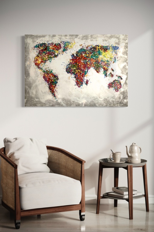 A Painting with a world map