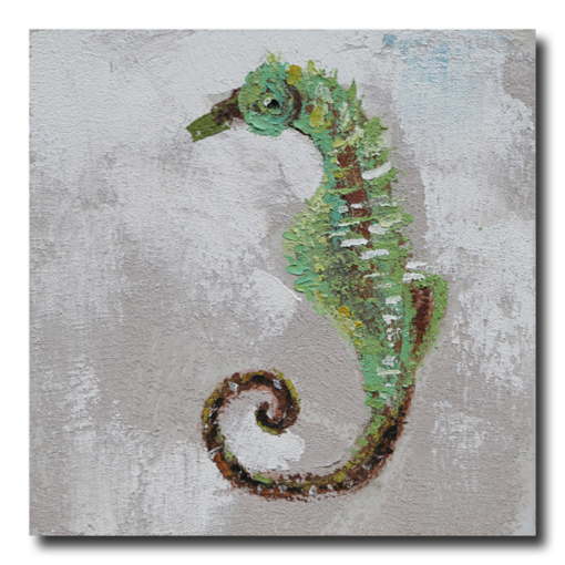 A painting with a seahorse
