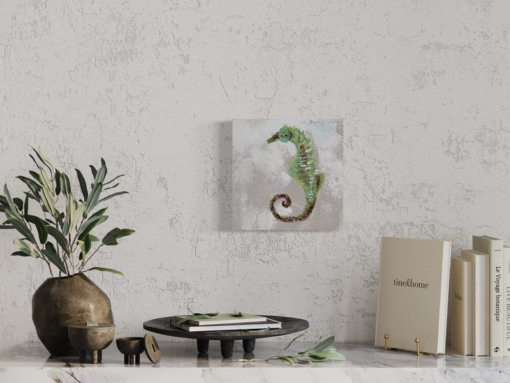 A painting with a seahorse