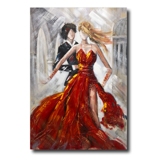 A painting with a dancing couple