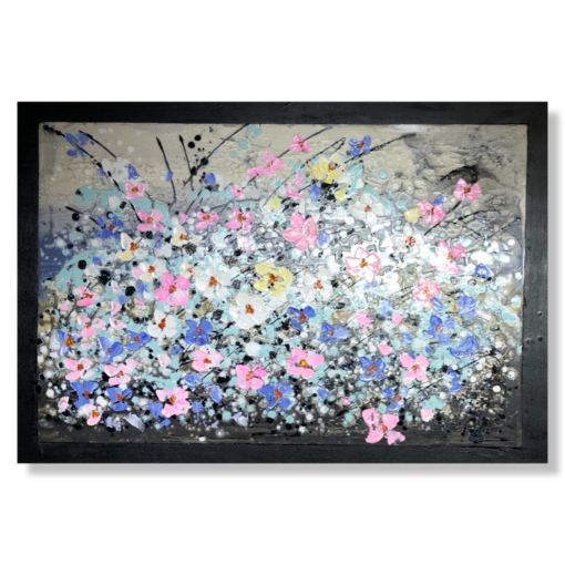 A painting with flowers