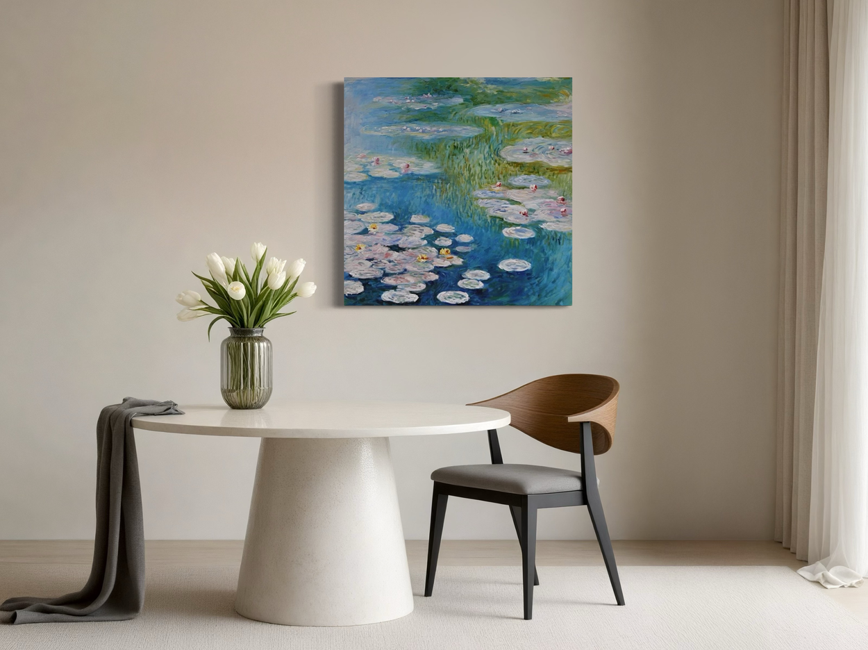 A painting with water lilies